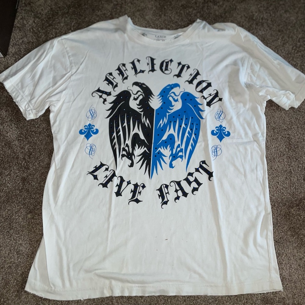 Affliction Live Fast Eagle Rhinestones Men’s T Shirt - Large